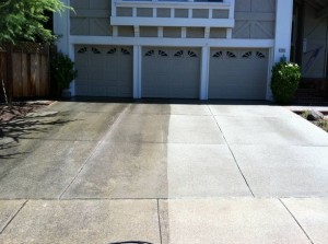 Concrete pressure wash and sealing before and after
